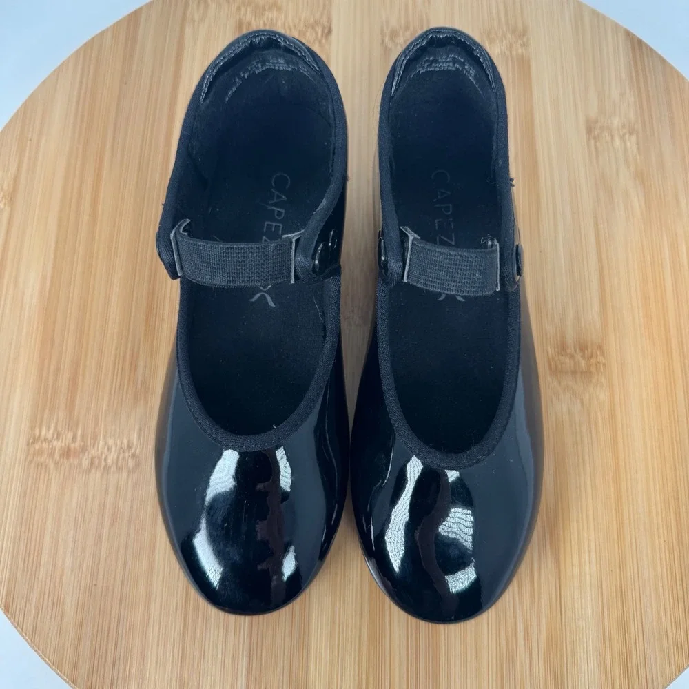 Capezio Black Patent Tap Shoes Kids Size 11 N‎ Toddler Mary Jane Strap